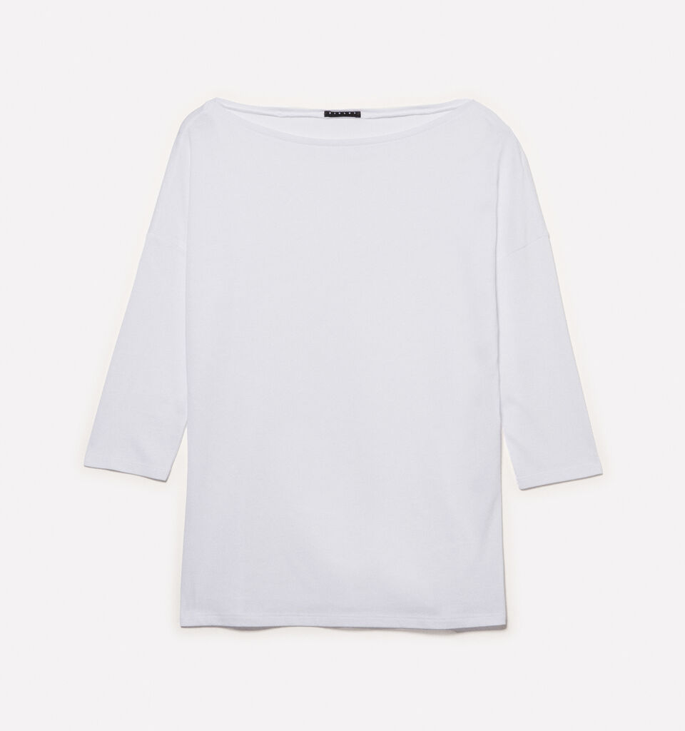 Μπλούζα λευκή με λαιμόκοψη χαμόγελο - μπλουζάκια μακρυμάνικα γυναικεία - Λευκο | Sisley image number 5